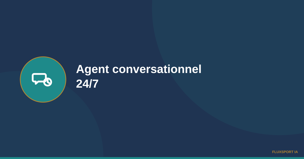 Bulle de dialogue avec horloge symbolisant un agent conversationnel disponible 24h/24
